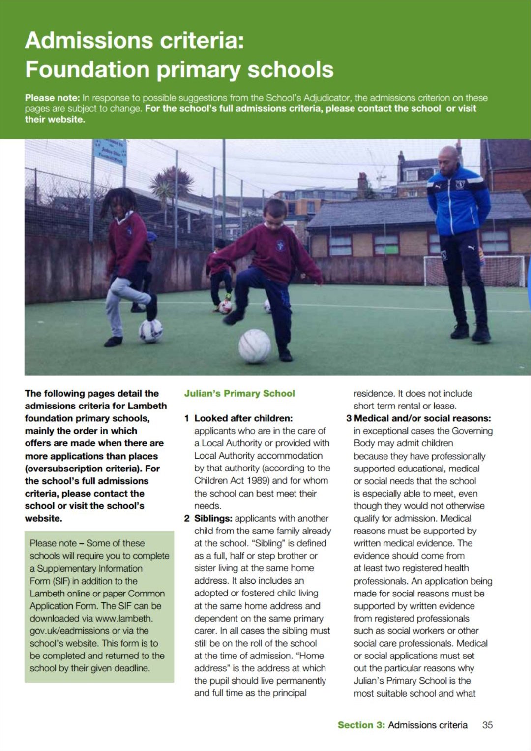 Adrian on the Lambeth Schools Admissions Document